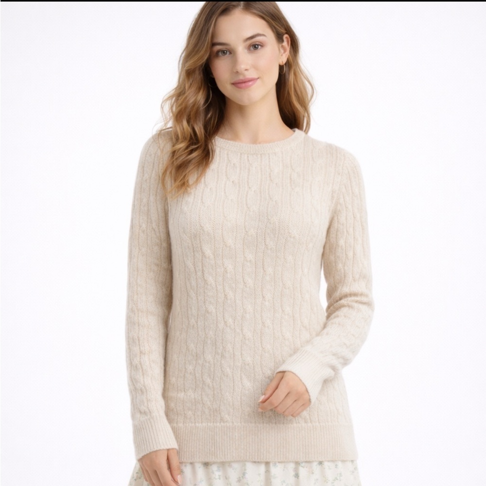 Banana Republic Extra Fine Alpaca Wool Crew Neck Cable Knit Sweater Small